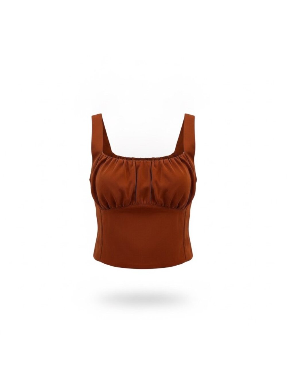 Dear Nana Women’s Rust Orange Ruched Crop Top Sleeveless Bustier Casual Size M